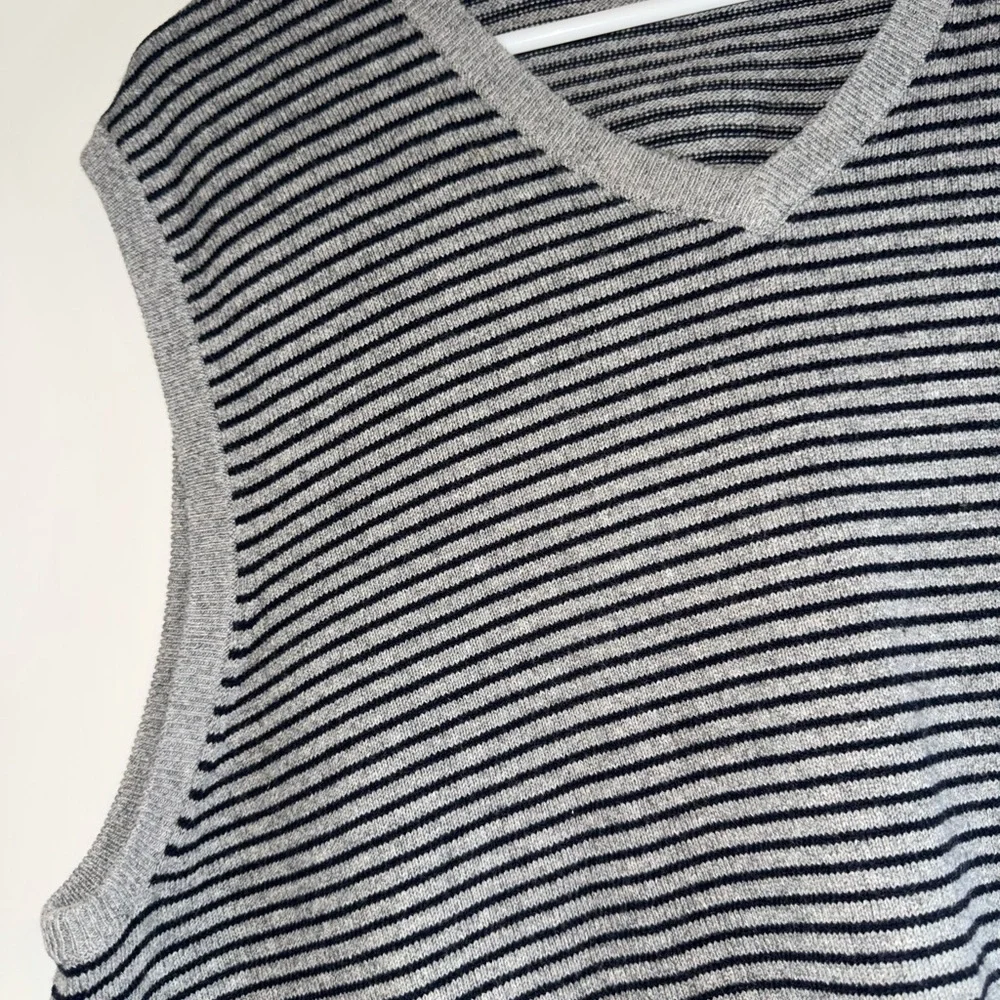 J. Crew Gray and Black Striped Knit Vest